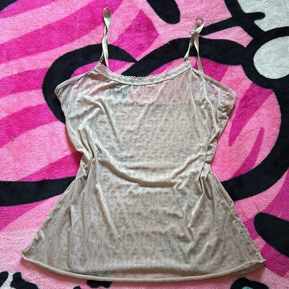 Cream Sheer Heart Lace Cami Top